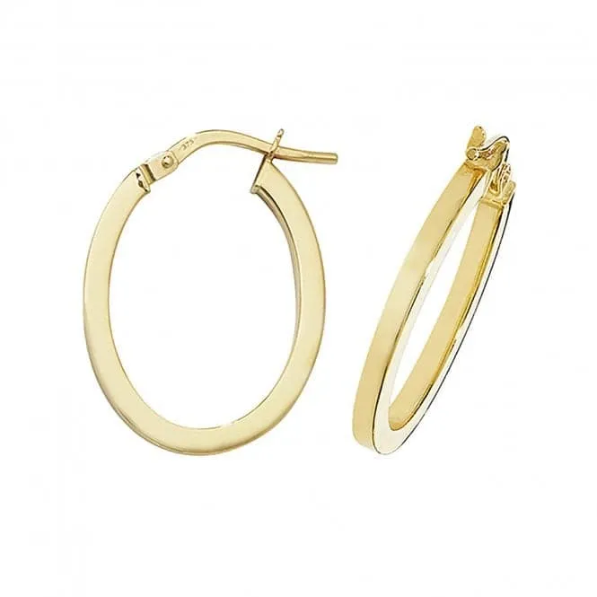 9ct Yellow Gold Oval Hoop Earrings ER947