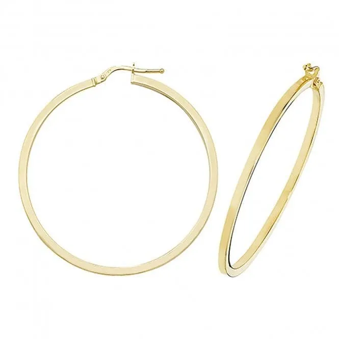 9ct Yellow Gold Oval Hoop Earrings ER947