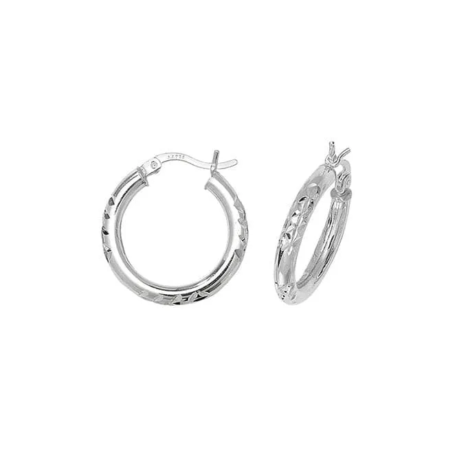 Acotis Silver Hoop Earrings Dia Cut G5703