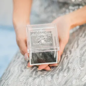 Acrylic Wedding Ring Box - The Adventure Begins Etching