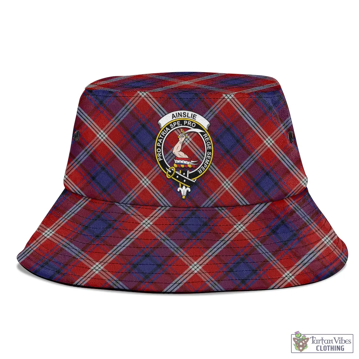 Ainslie Tartan Bucket Hat with Family Crest