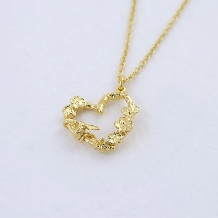 Alex Monroe Floral Heart Necklace with Itsy Bitsy Bee