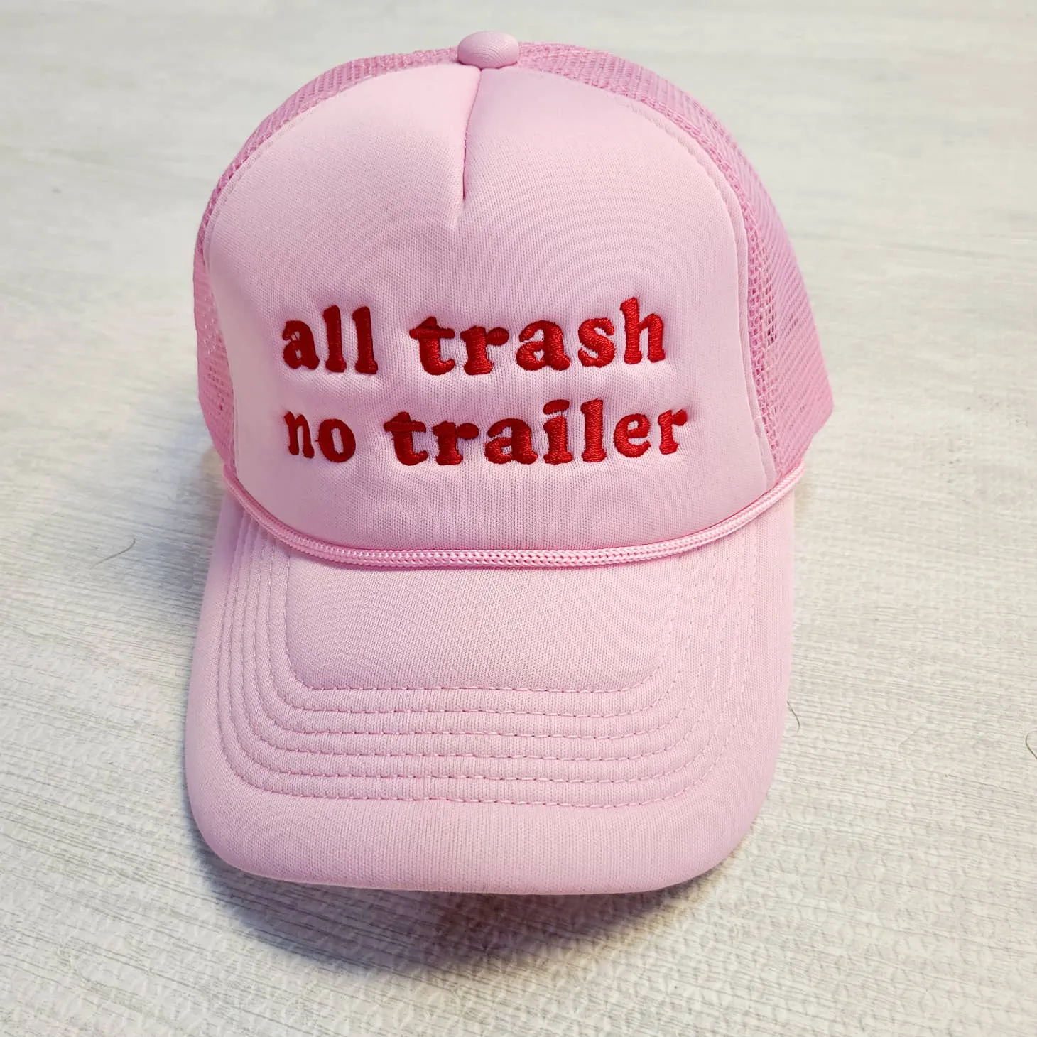 all trash no trailer trucker hat