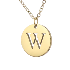 Alphabet Necklace Gold Plated - Letter W