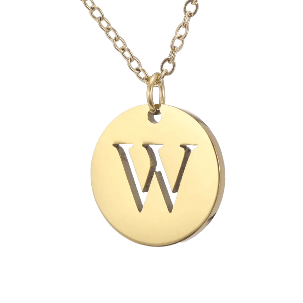 Alphabet Necklace Gold Plated - Letter W