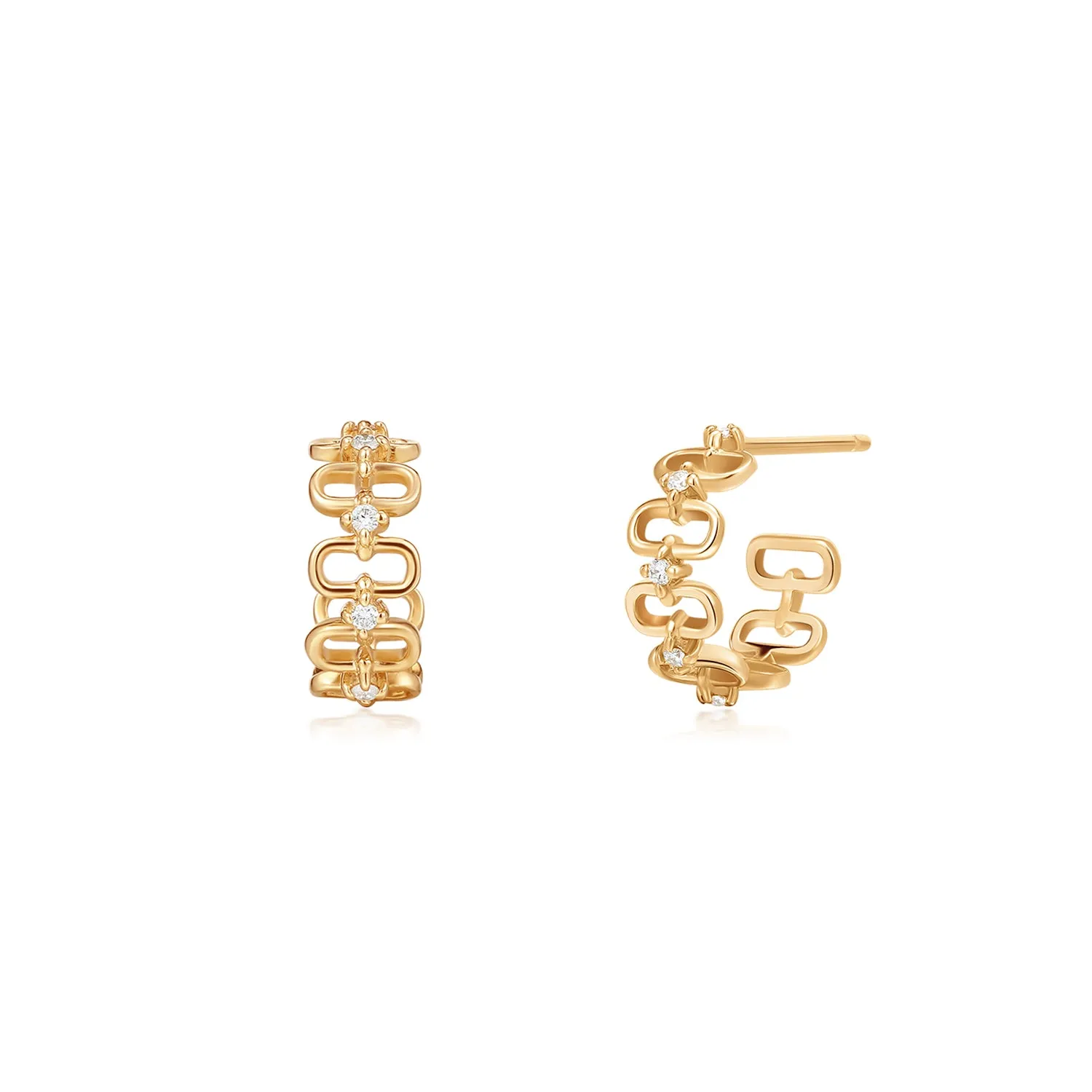 ANASTASIA | Diamond Paper Clip C-Hoop Earrings