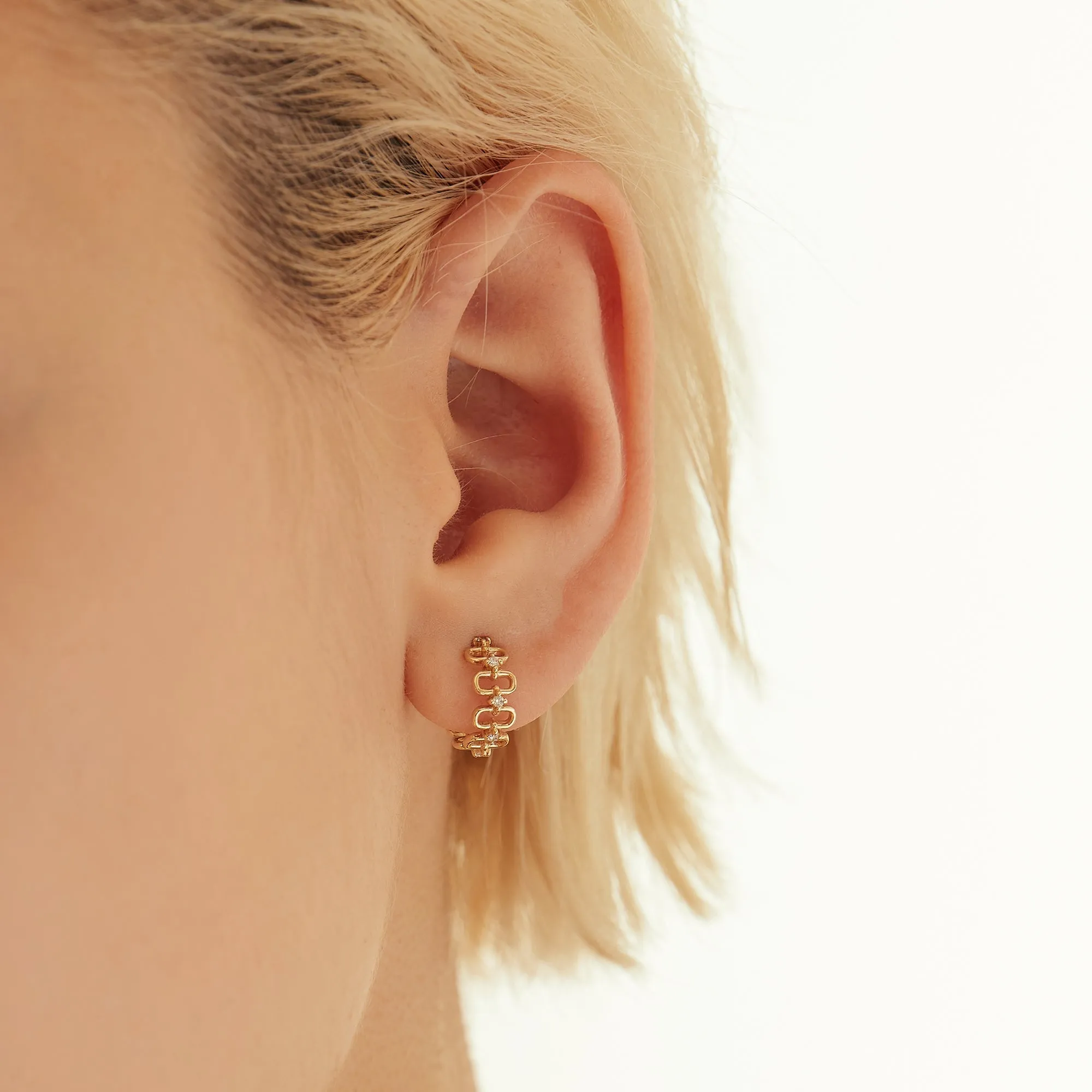 ANASTASIA | Diamond Paper Clip C-Hoop Earrings