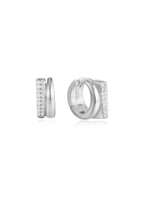 ANIA HAIE SILVER PAVE DOUBLE HUGGIE HOOP EARRINGS E051-04H