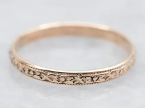 Antique Gold Forget Me Not Pattern Band