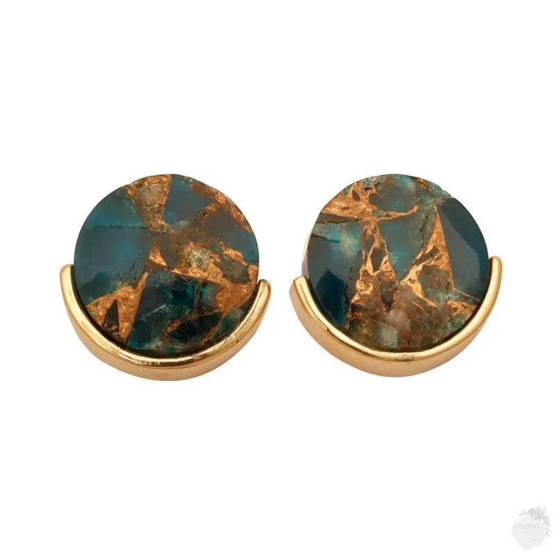 Apatite Jade Copper Mohave Stud Earring