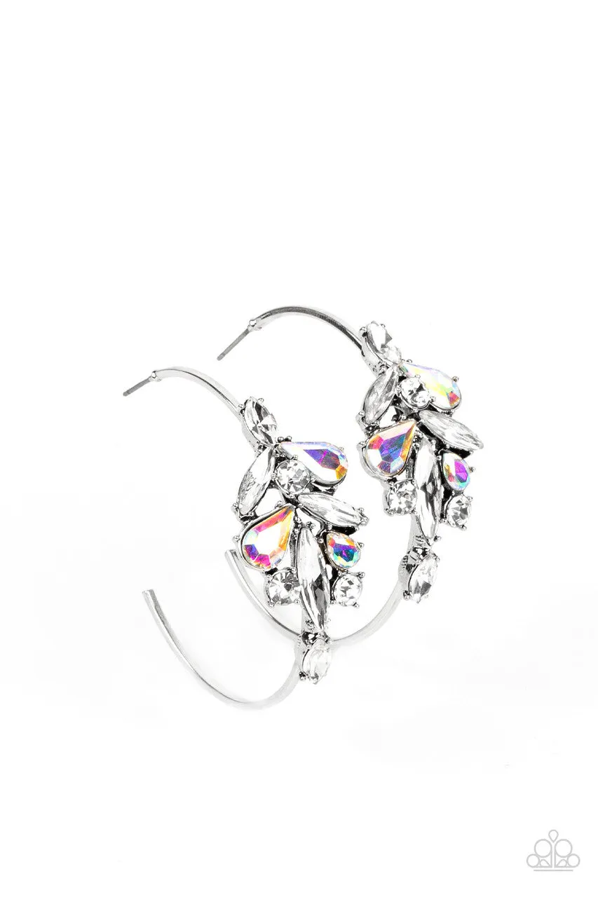 Arctic Attitude - Multi - Iridescent Rhinestone Paparazzi Hoop Earrings