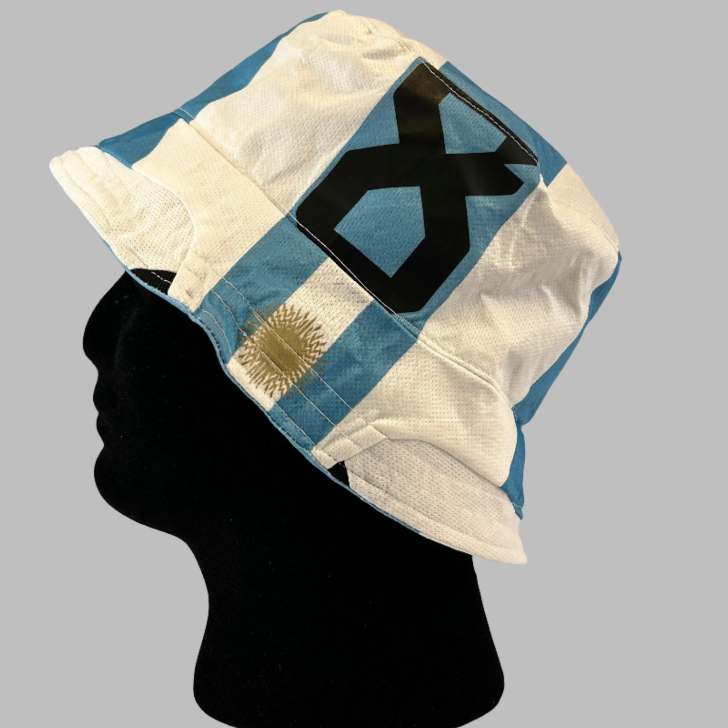 Argentina 2022 Upcycled Home Shirt Bucket Hat - No 8