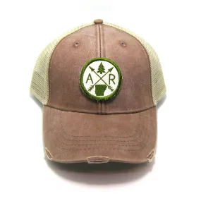 Arkansas Hat - Distressed Snapback Trucker Hat - Arkansas Arrow Compass