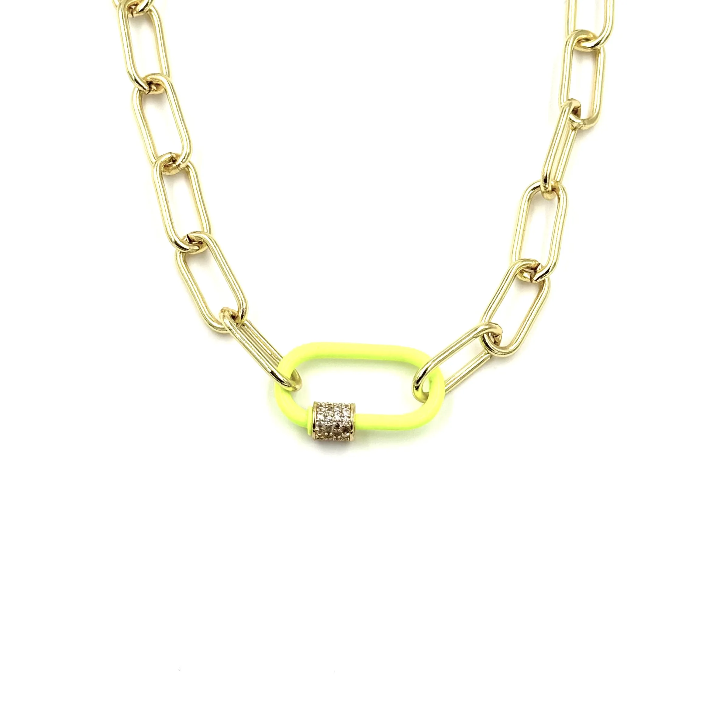 Ashley Gold Stainless Steel Neon Enamel Lock Necklace