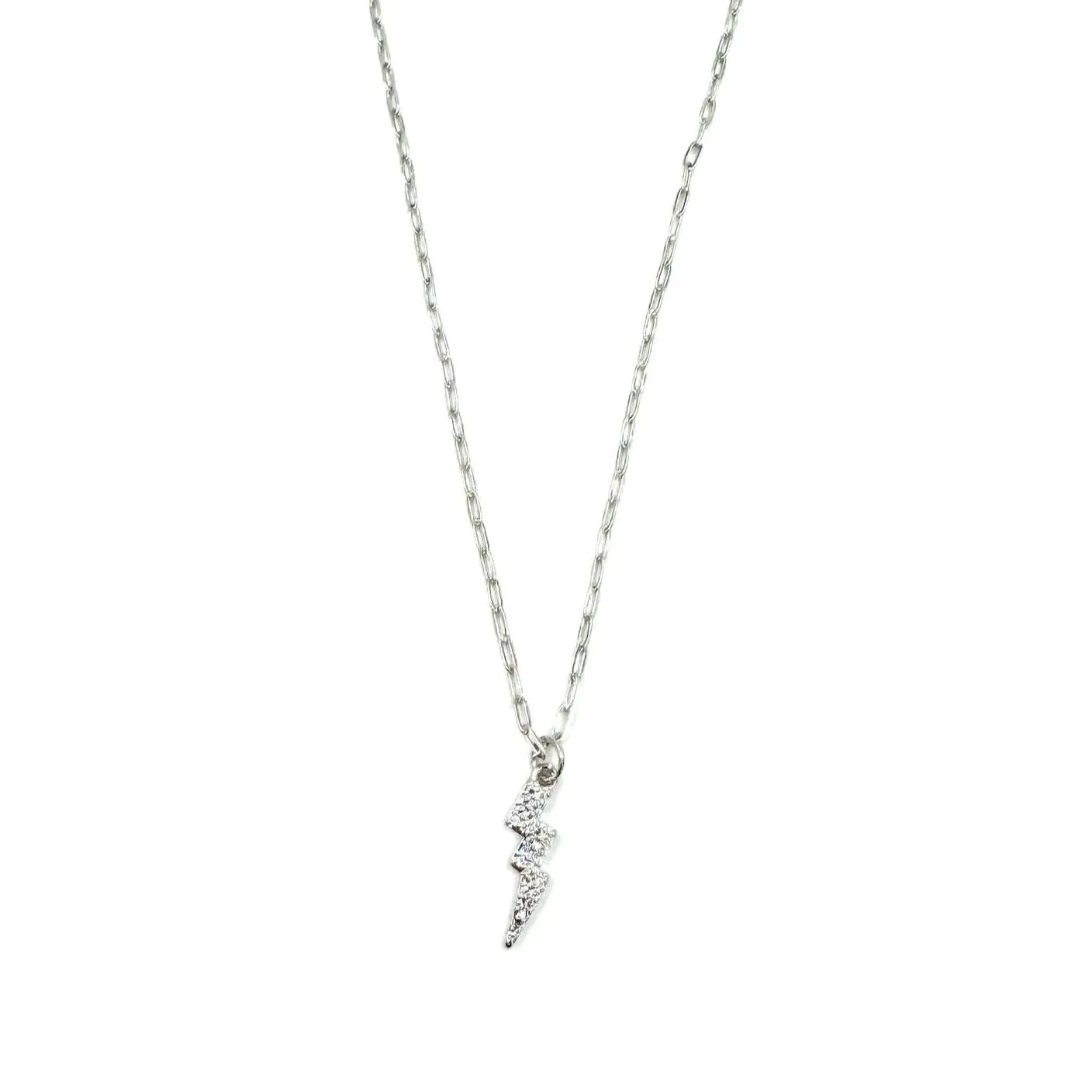 Ashley Gold Sterling Silver CZ Lightening Bolt Pendant Necklace