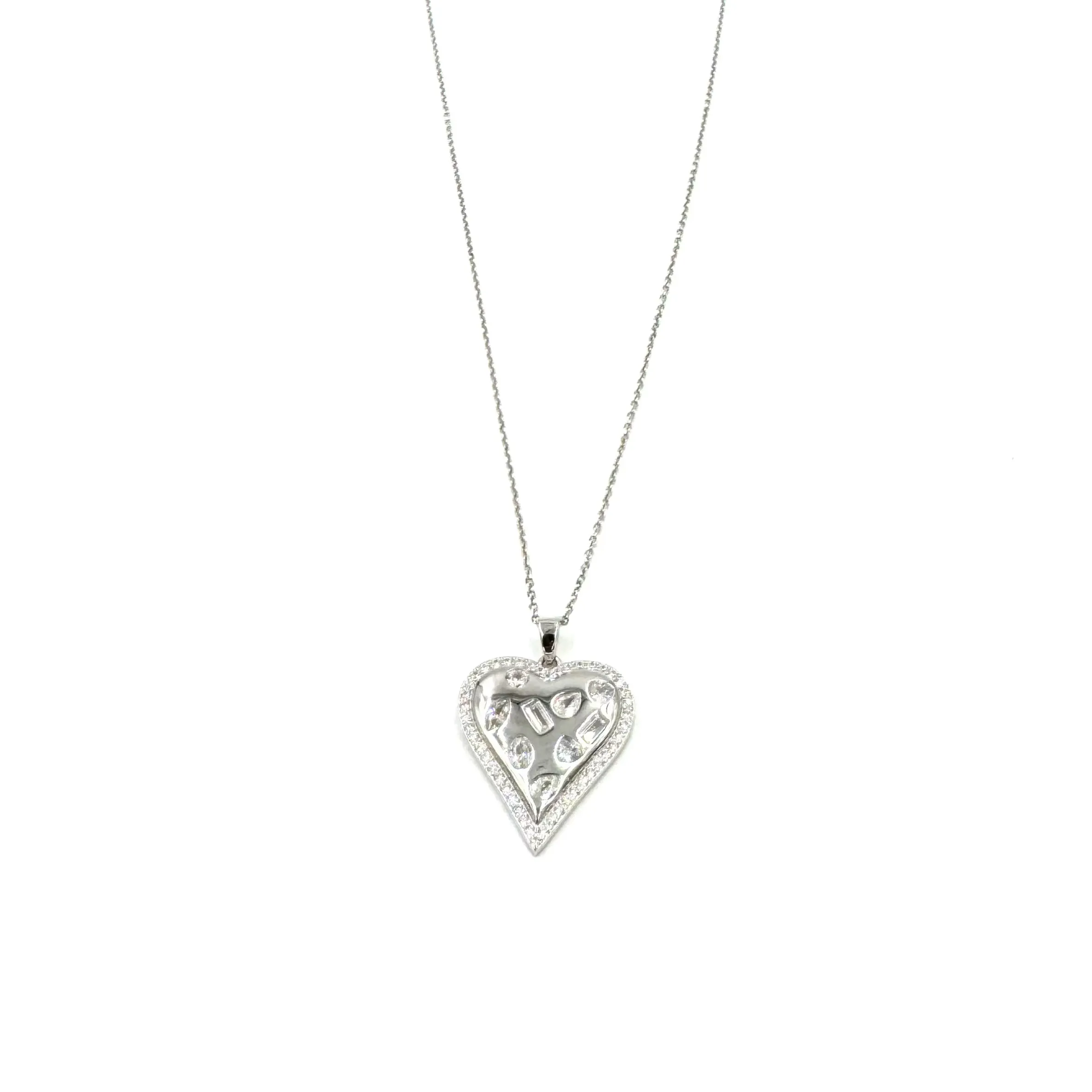 Ashley Gold Sterling Silver CZ Shape Heart Pendant Necklace