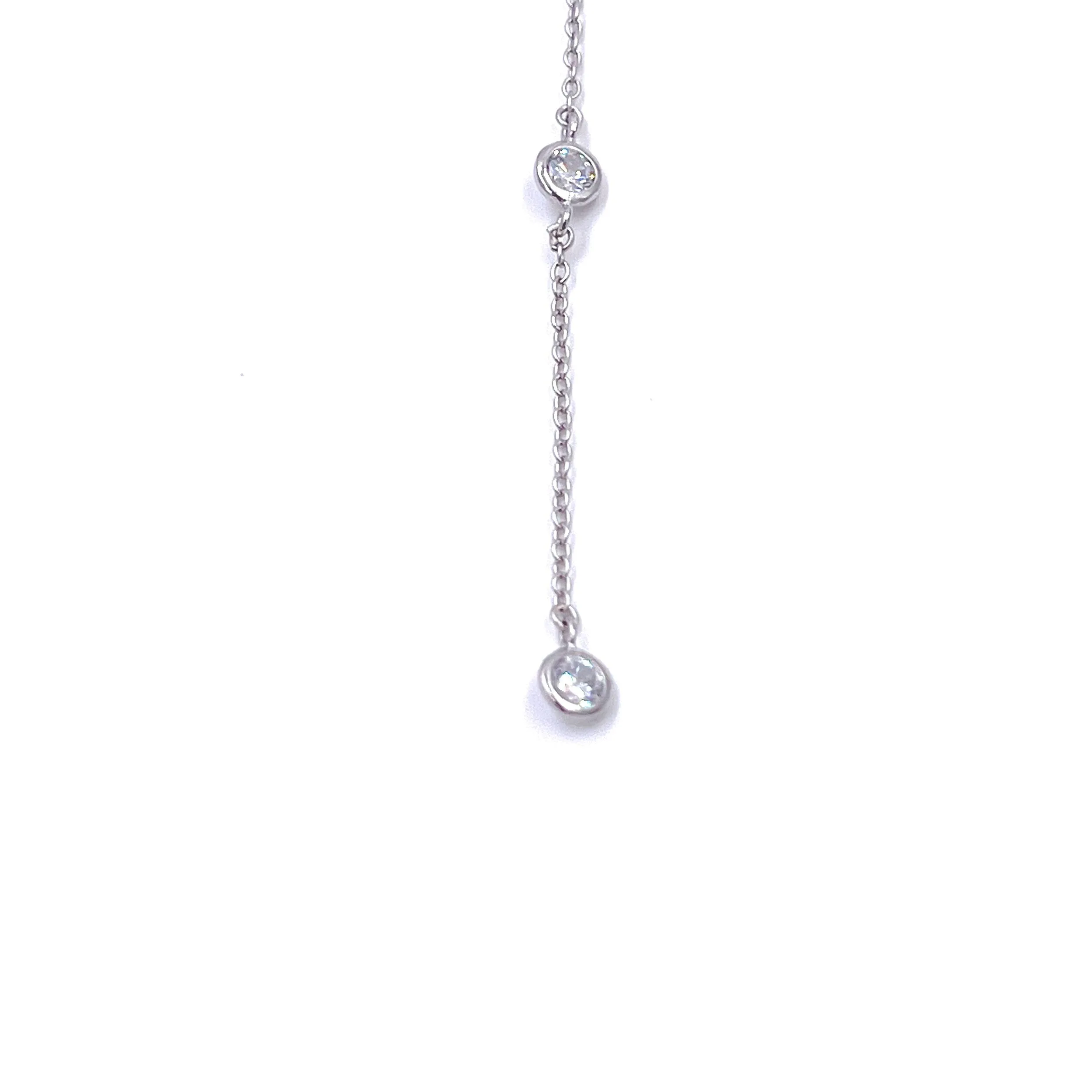 Ashley Gold Sterling Silver Pear And Round CZ Lariat Necklace