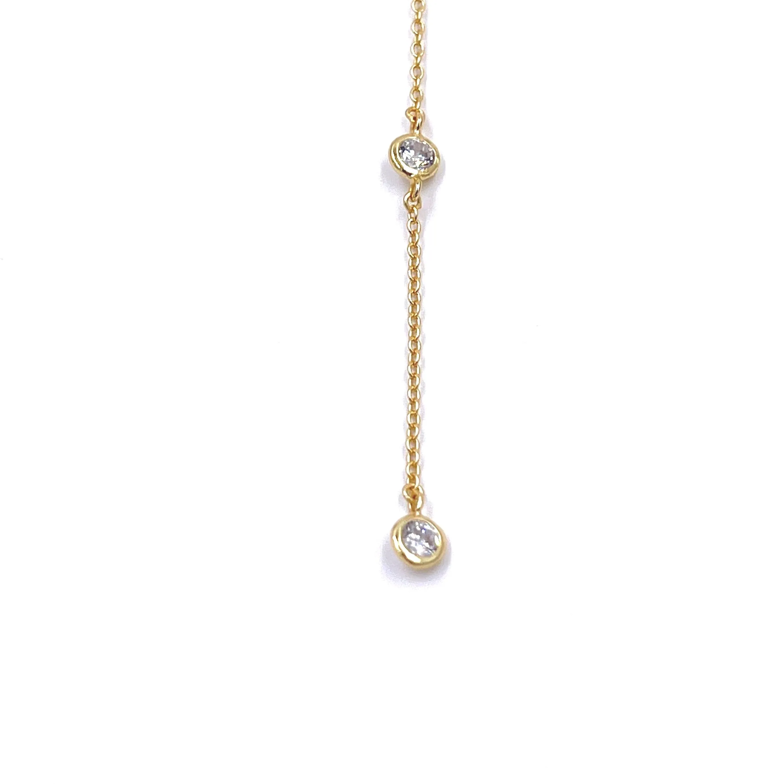 Ashley Gold Sterling Silver Pear And Round CZ Lariat Necklace