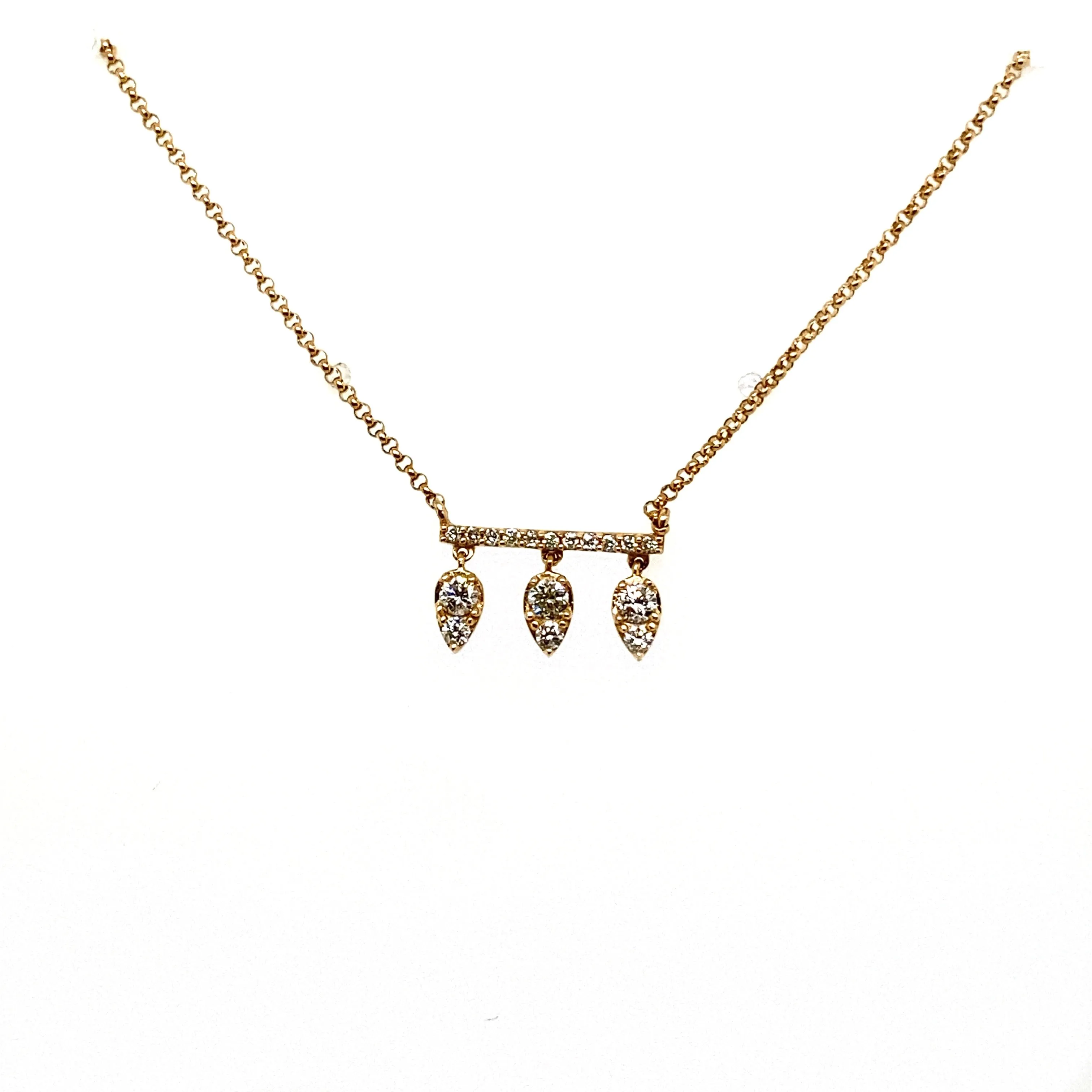 Bar Necklace with Pear Dangles