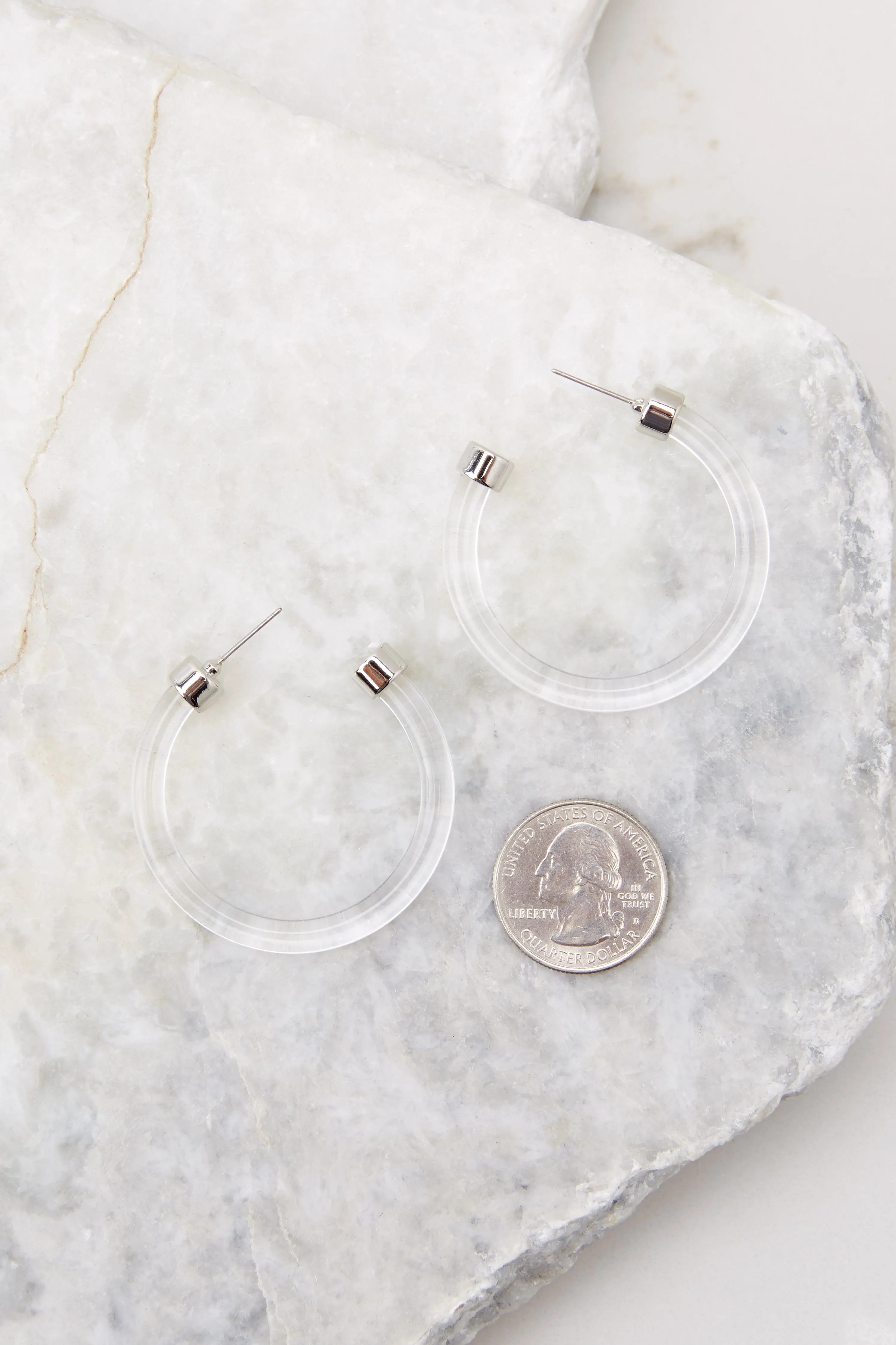 Bare Necessities Clear And Silver Hoop Earrings