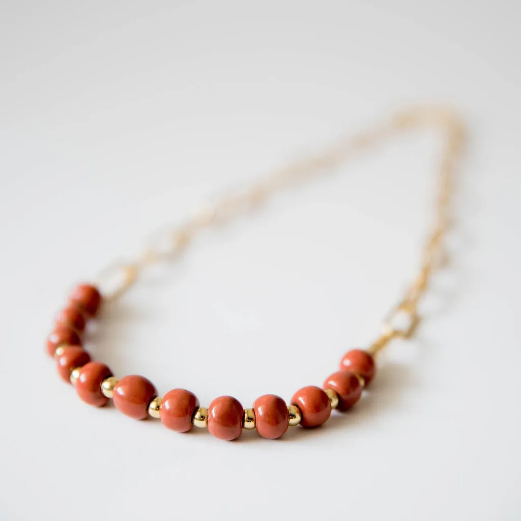 Bel Koz Gold Single Strand Clay Necklace