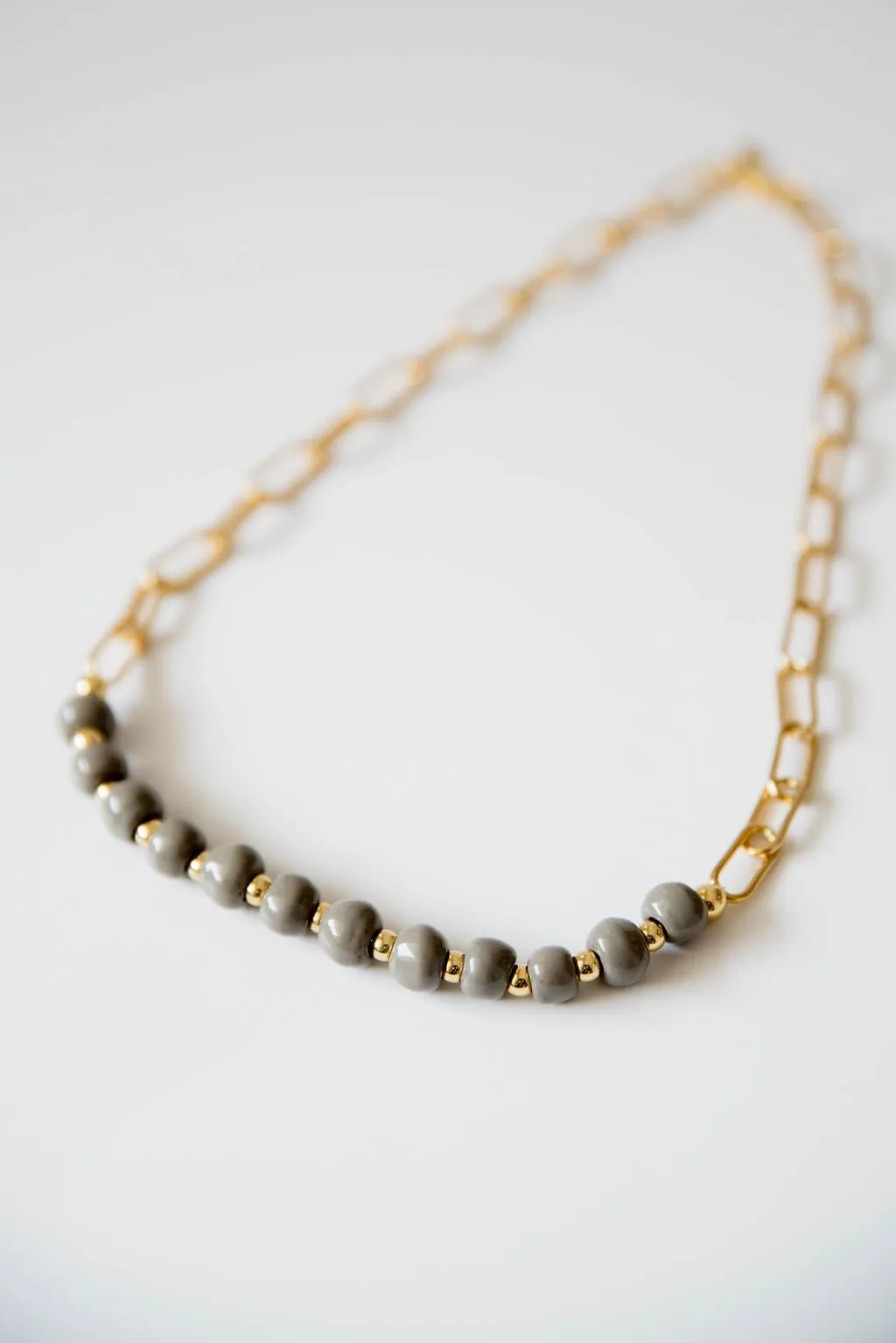 Bel Koz Gold Single Strand Clay Necklace