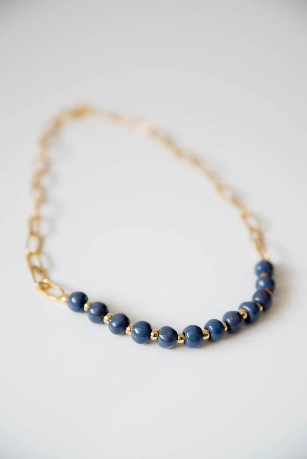 Bel Koz Gold Single Strand Clay Necklace