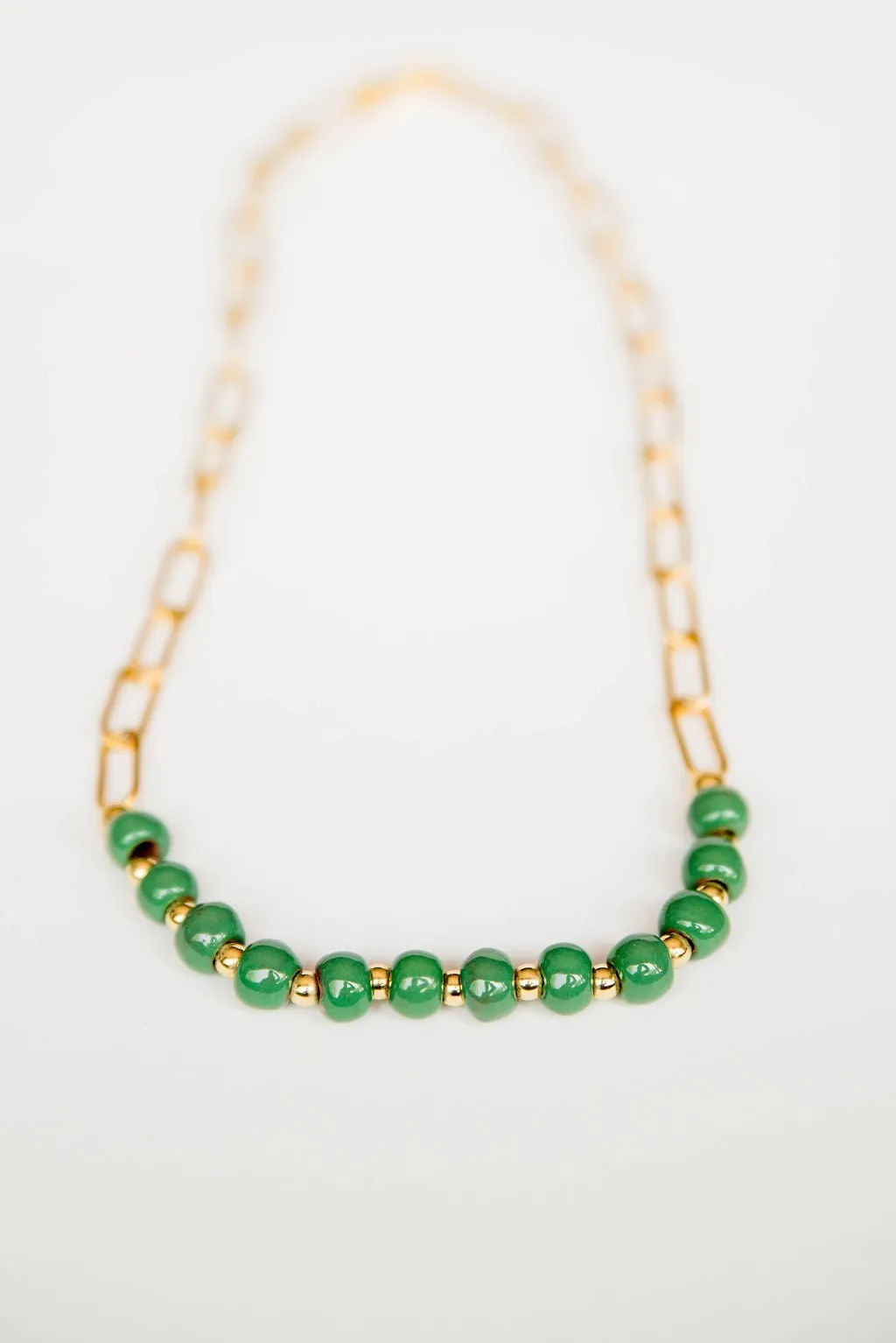 Bel Koz Gold Single Strand Clay Necklace