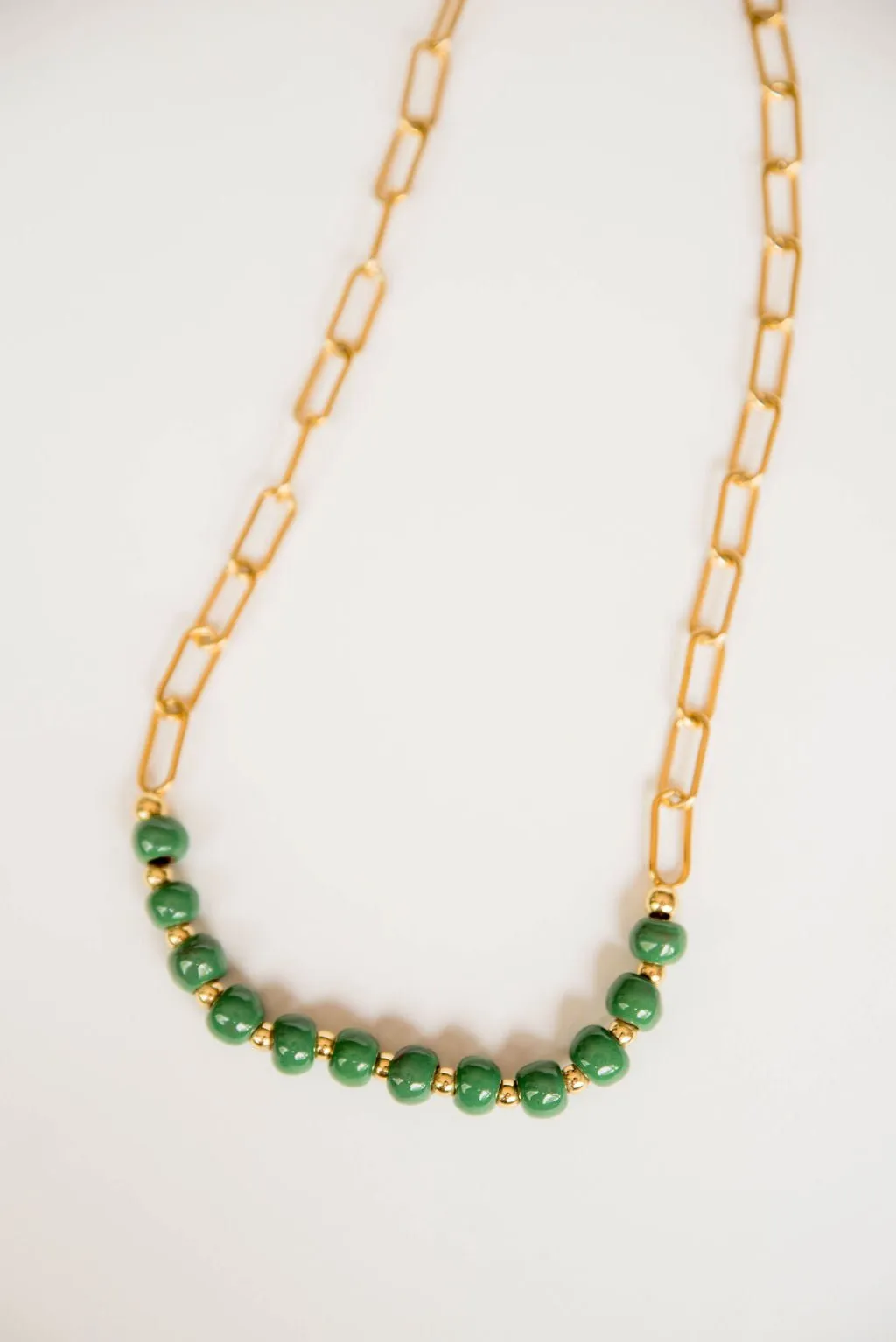 Bel Koz Gold Single Strand Clay Necklace