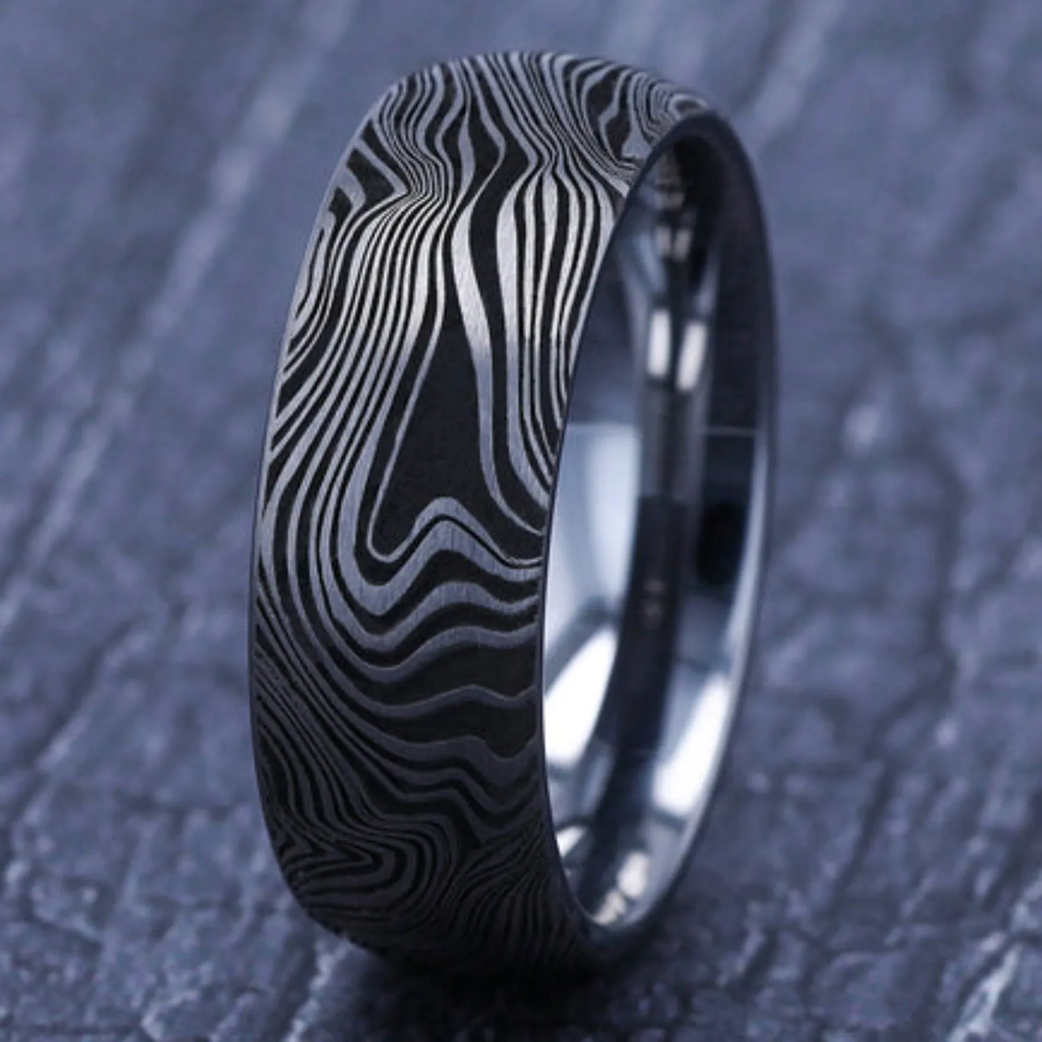 Benchmark "The Gladiator" 8MM Comfort Fit Wave Design Wedding Band