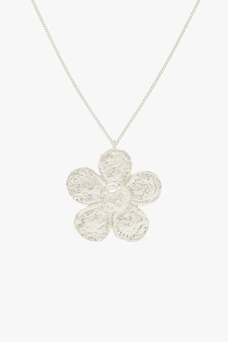 Big Flower Necklace Silver