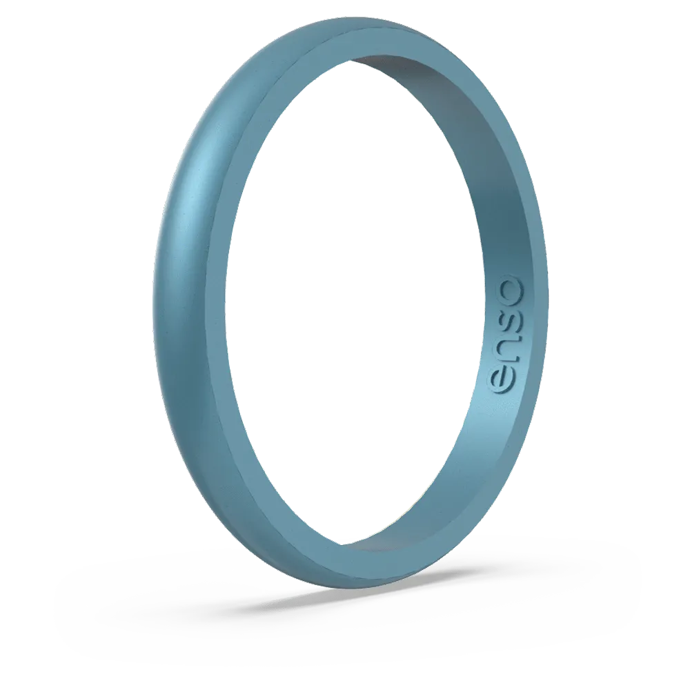 Birthstone Classic Halo Silicone Ring - Blue Topaz