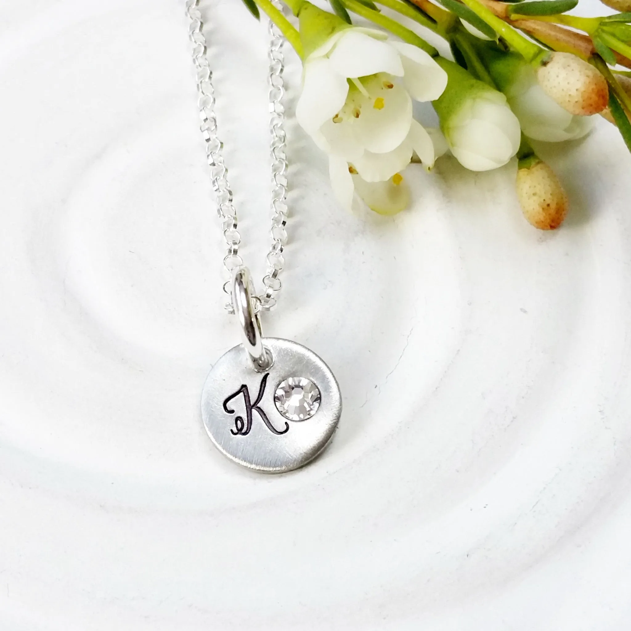 Birthstone Initial Necklace | Wedding Party Gift