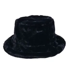 Black Fluffy Bucket Hat