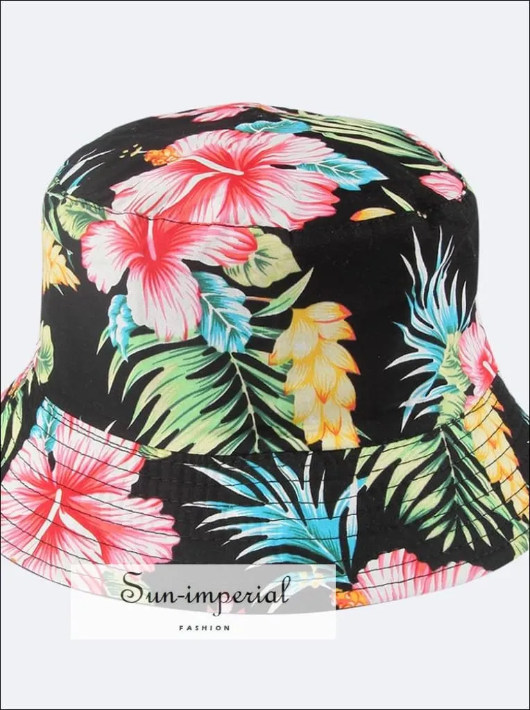 Black function Print Reversible Black White Cow Pattern Women Bucket Hat