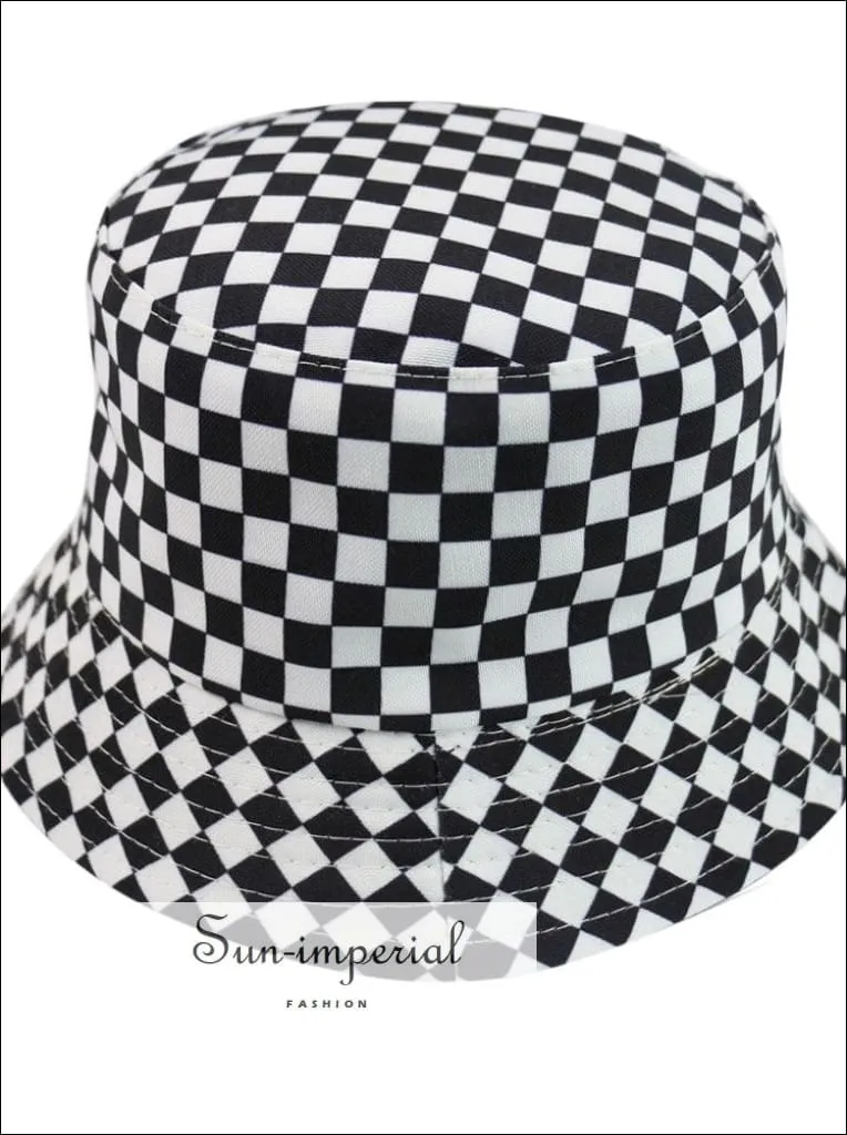 Black function Print Reversible Black White Cow Pattern Women Bucket Hat