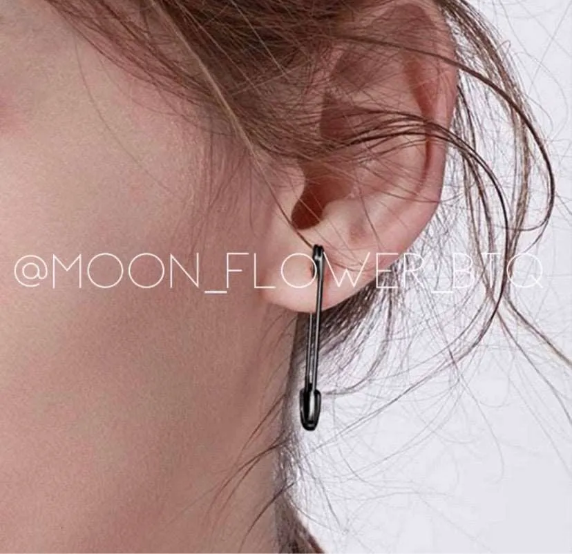 Black Safety Pin Earrings