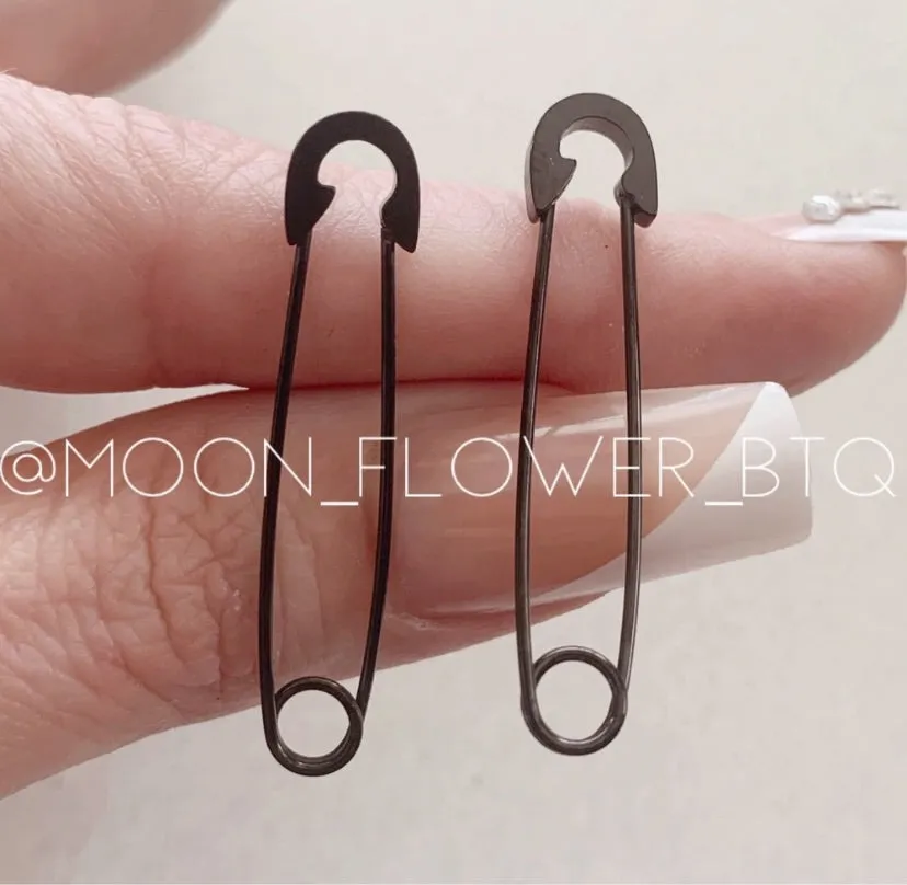 Black Safety Pin Earrings