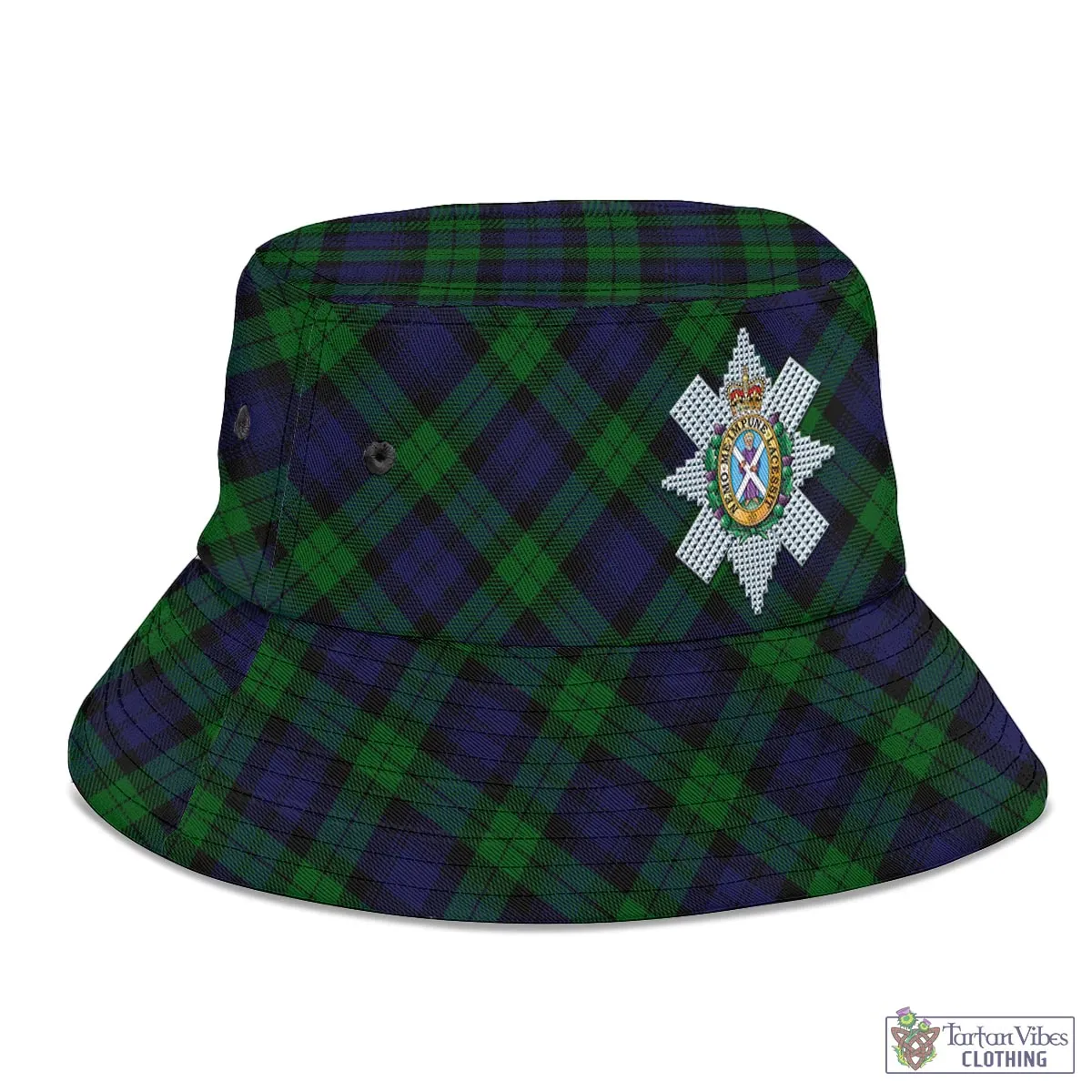 Black Watch Tartan Bucket Hat with Family Crest