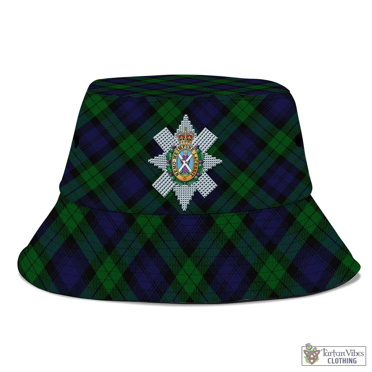 Black Watch Tartan Bucket Hat with Family Crest