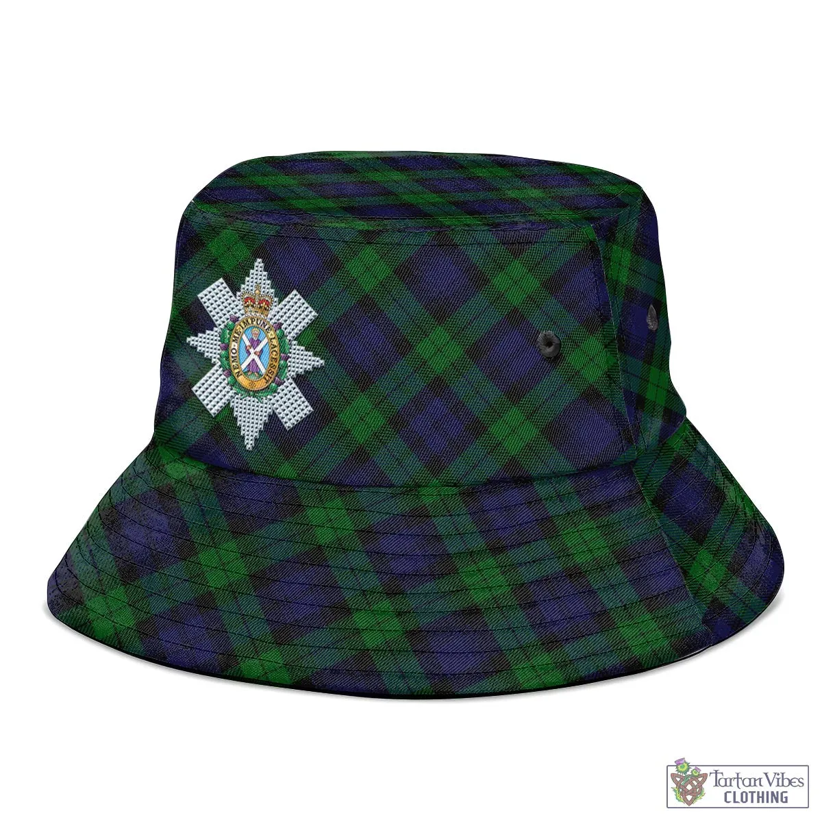 Black Watch Tartan Bucket Hat with Family Crest