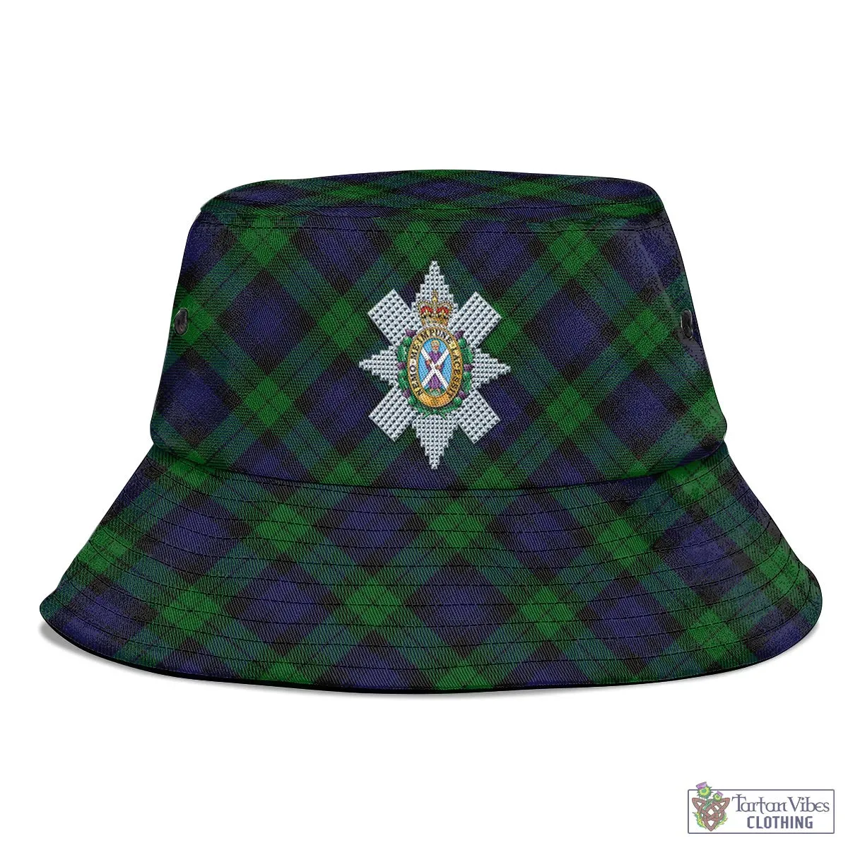 Black Watch Tartan Bucket Hat with Family Crest