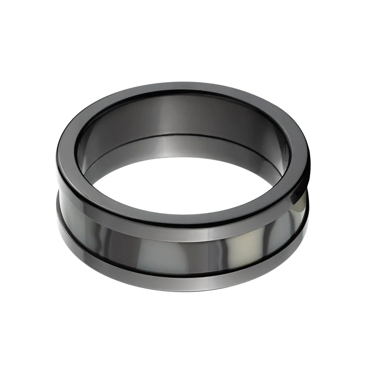 Black Zirconium Ring with Vivid Urban Inlay - Men's Wedding Bands