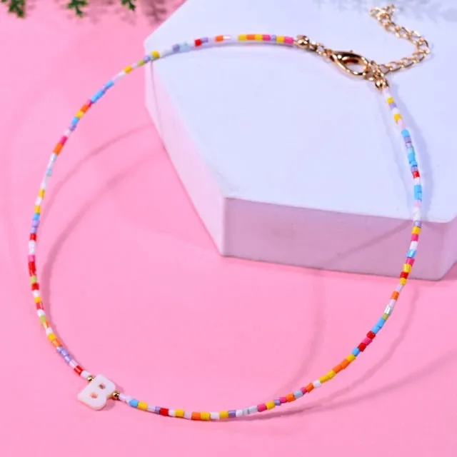 Bohemia Beaded Choker Necklace For Women Short Boutique DIY A-Z Letter Shell Pendant Female Neck Chains Bead Party Jewelry 2021