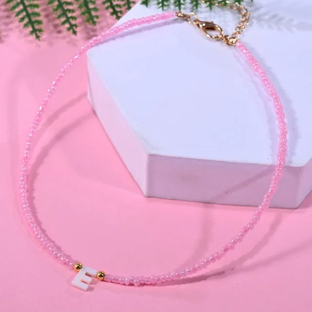 Bohemia Beaded Choker Necklace For Women Short Boutique DIY A-Z Letter Shell Pendant Female Neck Chains Bead Party Jewelry 2021