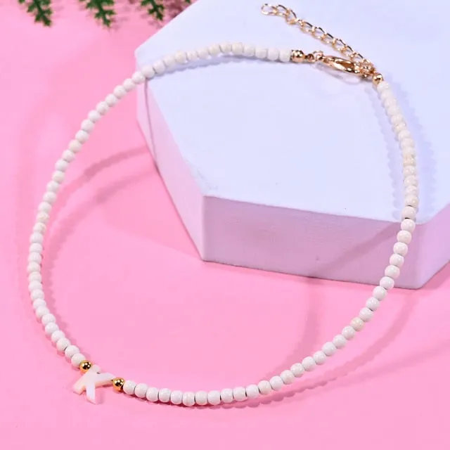 Bohemia Beaded Choker Necklace For Women Short Boutique DIY A-Z Letter Shell Pendant Female Neck Chains Bead Party Jewelry 2021