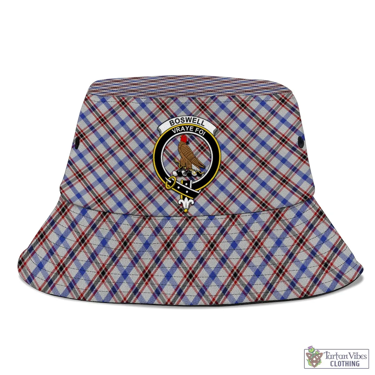 Boswell Tartan Bucket Hat with Family Crest