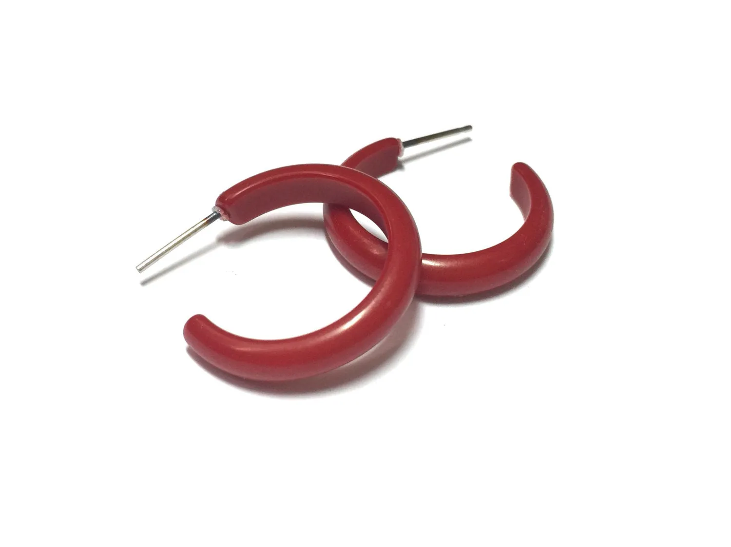 Brick Red Skinny Perfect Hoop Earrings