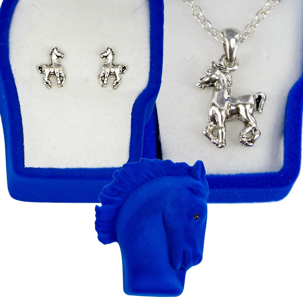 Brigalow Pony Prancing Earrings and Necklace Set - J899