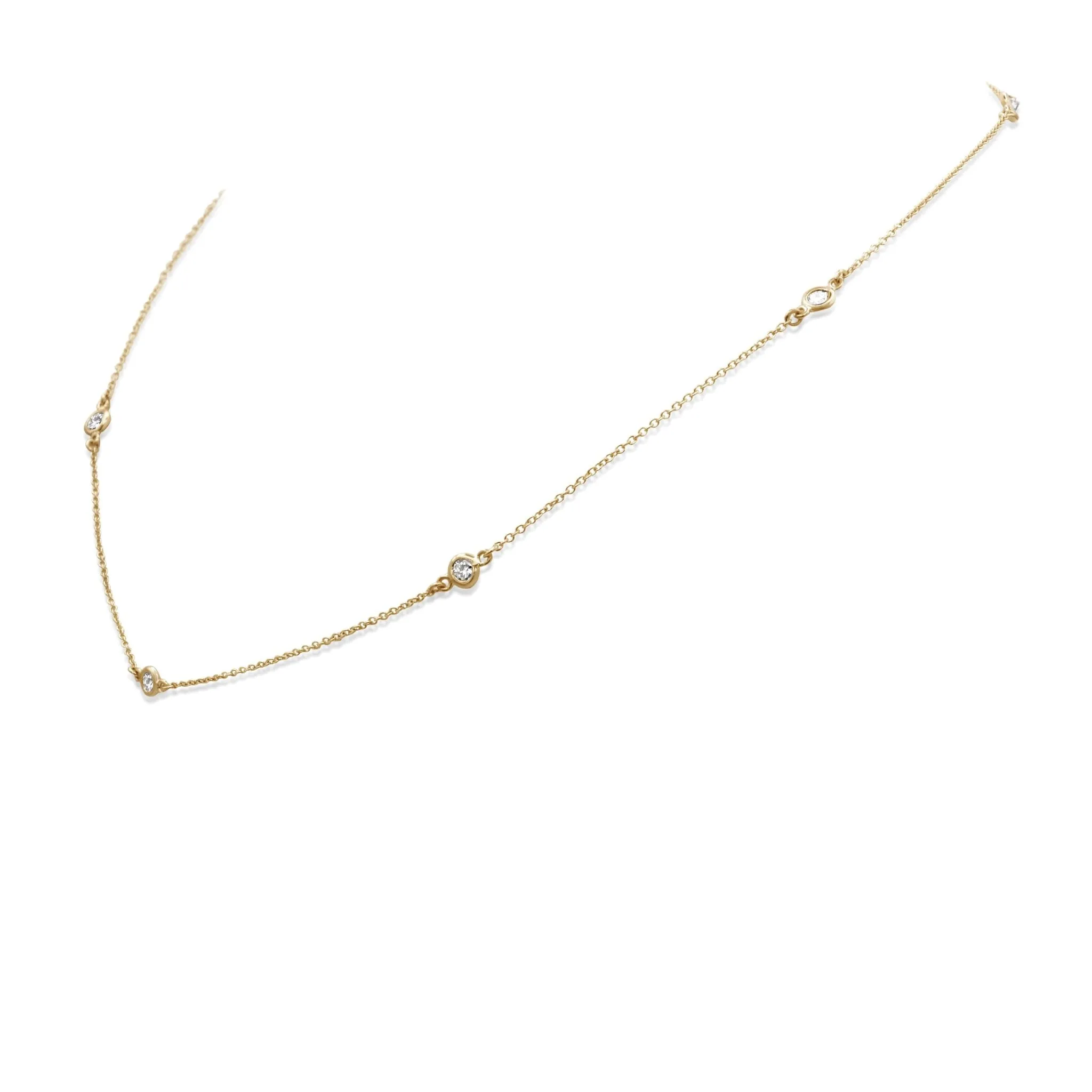 Brilliant Cut Diamond 18" Necklace -  18ct Yellow Gold